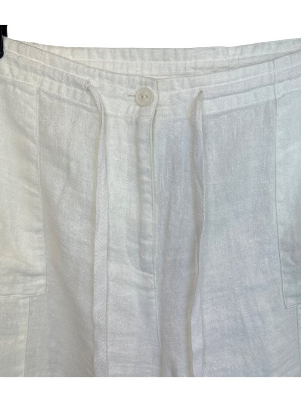Talbots Irish Linen Cropped Pants Women's 18W White Drawstring Waist Resortwear - Picture 4 of 16